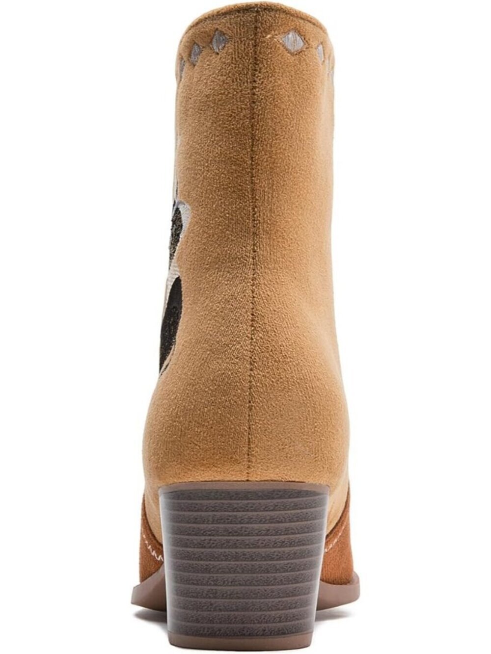 Women's Brown Western Boots Cowgirl Low Chunky Heel Pointed Toe Mid - Picture 2 of 5